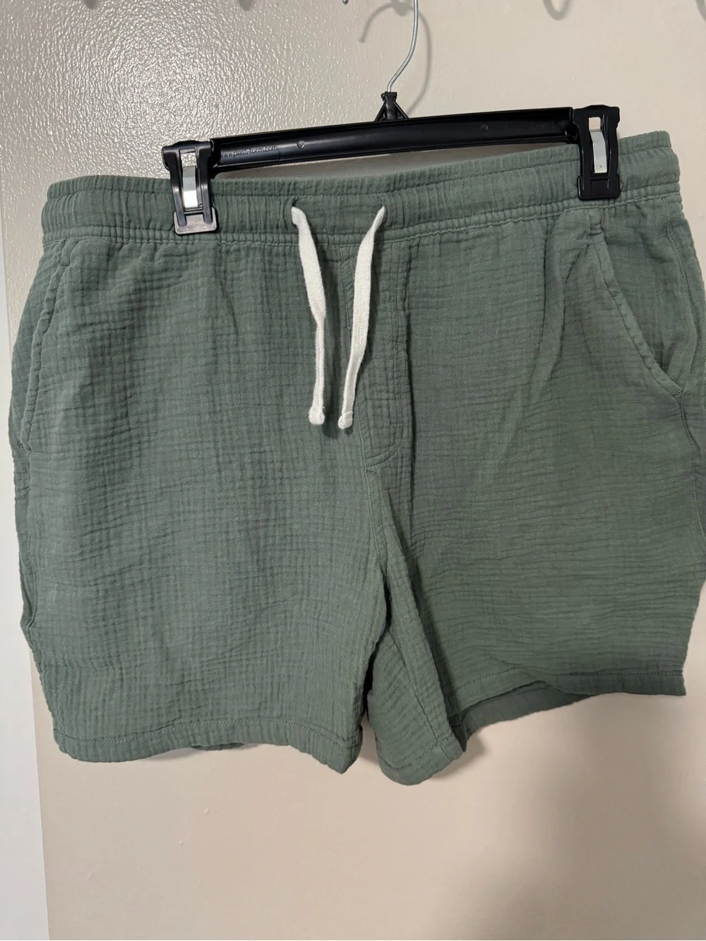 Laguna B Olive Drawstring Athletic Shorts with White Tie